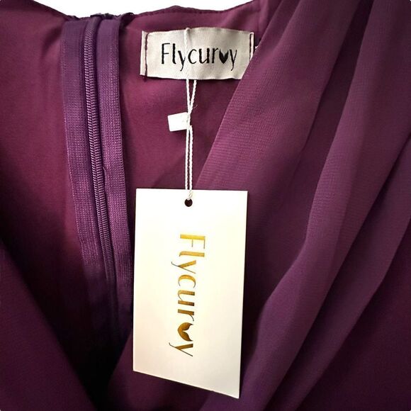 Flycurvy ~ Orchid Plum Formal Dress ~ Flutter Teardrop Sleeve ~ size 4X - Picture 7 of 13